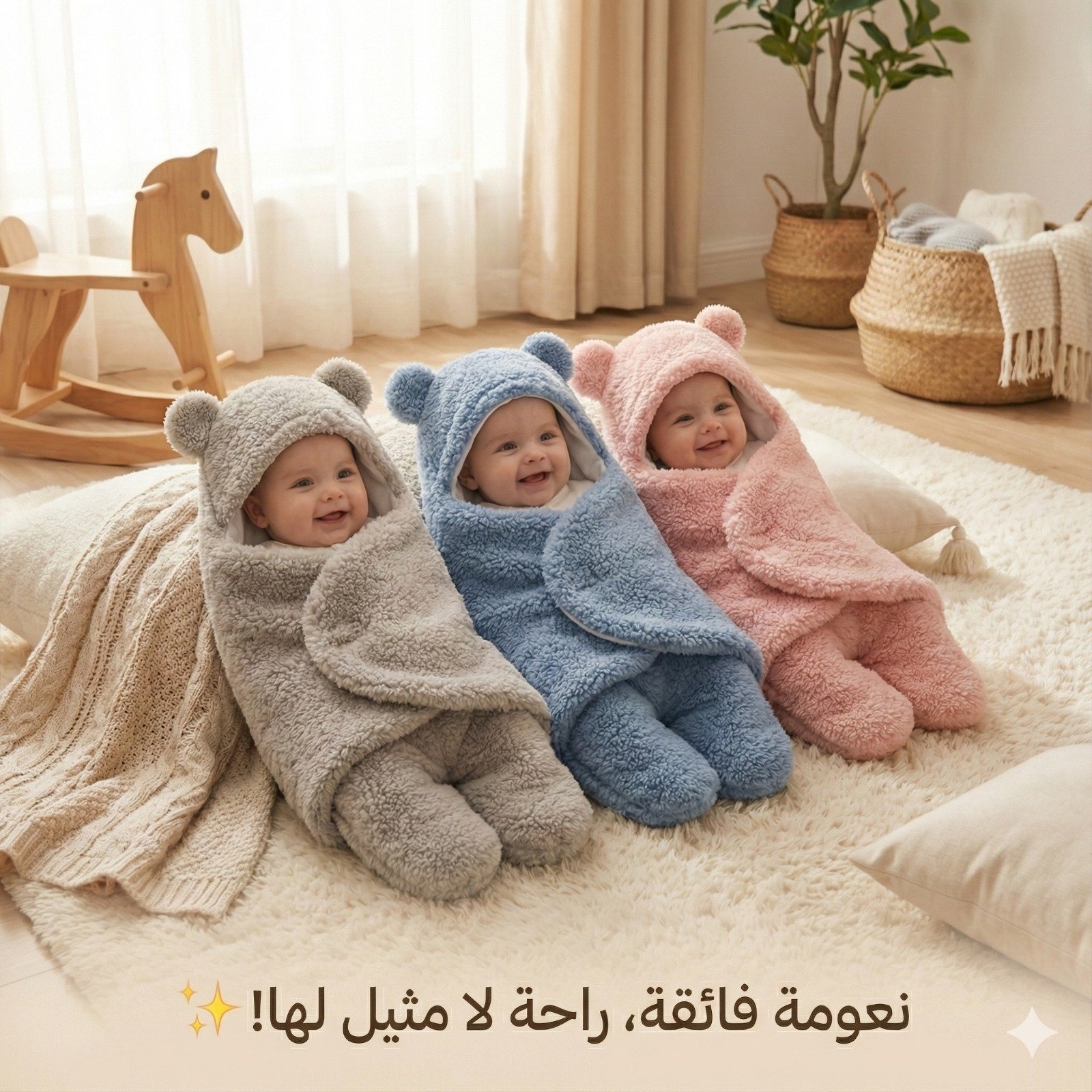 بطانية الدبدوب الدافئة - كوفر شتوي دافئ بآذان الدبدوب للأطفال 🧸❄️